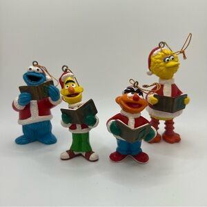 Vintage Sesame Street Carolers Christmas Ornament Lot Song Book Jim Hensen 1993
